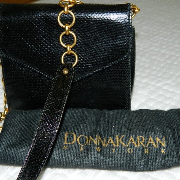 Donna Karan Black 100% Auth. Snake Skin Evening Bag - Picture 1 of 16